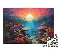 Puzzle da 1000 pezzi con barriera corallina sottomarina,tramonto sottomarino,barriera corallina,per adulti dai 12 anni in su,giochi educativi,decorazione per la casa,sfida ad alta difficoltà,38x26cm