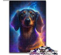 Puzzle da 1000 pezzi con bassotto colorato, realizzato in cartone, Halloween, Pasqua, Capodanno, 1000 pezzi(26x38cm)
