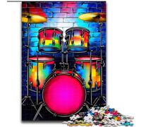 Puzzle da 1000 pezzi con batteria e graffiti al neon colorati, in legno, idea regalo per le feste, opera d'arte umoristica, opera d'arte dettagliata 50x75cm, Natale o compleanni