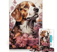 Puzzle da 1000 pezzi con beagle e fiori,gioco di precisione e cognitivo,ideale per il tempo libero e come regalo di Natale (38x26cm)