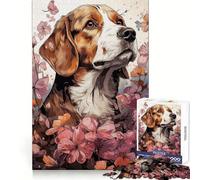 Puzzle da 1000 pezzi con beagle e fiori per adulti, stimolante per la logica, rilassante e perfetto come passatempo Unisci i pezzi con precisione Un regalo di Natale accogliente (38x52cm)