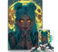 Puzzle da 1000 pezzi con bellissima ragazza anime e luna 1000 pezzi per adolescenti giocattoli giochi educativi antistress collezione di artisti belle arti (50x75cm)