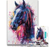 Puzzle da 1000 pezzi con bellissimi cavalli per adulti e adolescenti, sfida difficile antistress, migliora l'amore tra coppie, 50x75cm