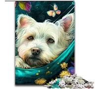 Puzzle da 1000 pezzi con bellissimo West Highland Terrier, per adulti, dimensioni: 38x26cm, decorazione fai da te, sfida per il cervello, per adulti, famiglia, regalo di Natale