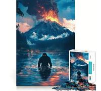 Puzzle da 1000 pezzi con Bigfoot e vulcano,bordo perfetto,gioco intelligente,sfida,gioco lento,regalo di compleanno (38x26cm)