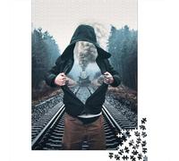 Puzzle da 1000 pezzi con binari del treno per adulti, regalo di Halloween, puzzle in legno per adulti e adolescenti, puzzle educativo da 1000 pezzi (38x26 cm)