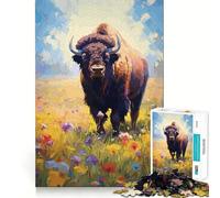 Puzzle da 1000 pezzi con bisonte americano per adulti,divertente per allenare la mente,con componenti robusti e ben definiti,ideale per una pausa rilassante (50x75cm)