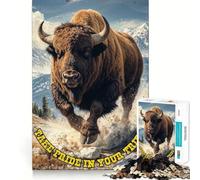 Puzzle da 1000 pezzi con bisonti che corrono tra le montagne,gioco di precisione sui bordi,stimolante per la mente,gioco lento,divertente,regalo di compleanno (50x75cm)