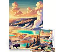 Puzzle da 1000 pezzi con bisonti di Yellowstone al tramonto, ideale per adolescenti, una sfida mentale, un passatempo rilassante, con incastri perfetti e un regalo di Natale perfetto (50x75cm)