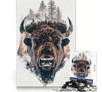Puzzle da 1000 pezzi con bisonti nel bosco, ideale per ragazzi, per allenare la concentrazione, per un divertimento senza fine e per un regalo perfetto (38x26cm)