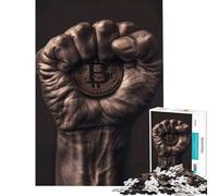 Puzzle da 1000 pezzi con Bitcoin in un pugno chiuso Aiuta a stimolare la mente ideale per la decorazione domestica e come antistress Adatto a partire dai 14 anni (38x52cm)