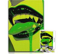 Puzzle da 1000 pezzi con bocca gocciolante di melma verde per adulti, gioco creativo di risoluzione dei problemi, idea regalo memorabile e sentita, dimensioni 38x26cm