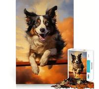 Puzzle da 1000 pezzi con Border Collie,decorazione a incastro,regalo rompicapo,gioco rilassante,opera d'arte natalizia 38x26cm
