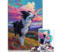 Puzzle da 1000 pezzi con Border Collie in corsa, regalo per adulti, giocattolo educativo intellettuale decomprimente, regalo di compleanno, regali, arte murale 50x75cm