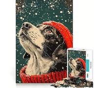 Puzzle da 1000 pezzi con Border Collie,neve invernale,arte minimalista,gioco di precisione,gioco di costruzione,gioco tranquillo,divertimento per compleanno 50x75cm
