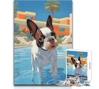 Puzzle da 1000 pezzi con Boston Terrier di Hollywood per adolescenti, gioco educativo per lo sviluppo delle abilità, regalo perfetto per momenti speciali, dimensioni 38x26cm