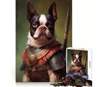 Puzzle da 1000 pezzi con Boston Terrier, vichingo e adolescente, ideale per stimolare la creatività e il divertimento, con bordi definiti, perfetto per le vacanze (38x52cm)