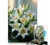 Puzzle da 1000 pezzi con bouquet di gigli bianchi,gioco di concentrazione mentale,taglio di precisione,bordi lisci,gioco significativo per costruire connessioni (38x26cm)