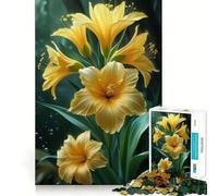 Puzzle da 1000 pezzi con bouquet di gigli gialli per adulti,gioco stimolante per la mente,superficie liscia e priva di sbavature,hobby affascinante per i momenti di svago (50x75cm)