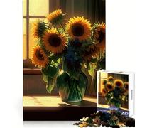 Puzzle da 1000 pezzi con bouquet di girasoli e casetta, ideale per adolescenti, per migliorare la memoria, rilassare la mente e creare opere d'arte di alta qualità 38x52cm
