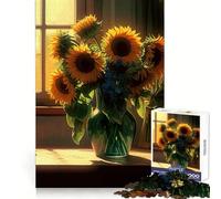 Puzzle da 1000 pezzi con bouquet di girasoli e casetta, ideale per ragazzi, gioco di logica, leggero e rilassante, taglio preciso, regalo classico 50x75cm
