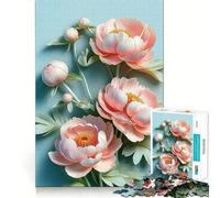 Puzzle da 1000 pezzi con bouquet di peonie rosa per adulti, gioco cognitivo da assemblare insieme, divertente pezzo da collezione (38x52cm)
