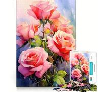 Puzzle da 1000 pezzi con bouquet di rose rosa per adolescenti, gioco di logica e antistress, taglio liscio, regalo memorabile (38x26cm)