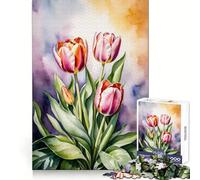 Puzzle da 1000 pezzi con bouquet di tulipani ad acquerello per adulti, ideale per sviluppare la concentrazione, favorire la consapevolezza e il benessere Regalo significativo (50x75cm)