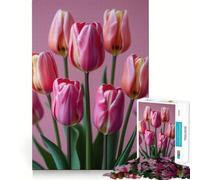Puzzle da 1000 pezzi con bouquet di tulipani rosa e arancioni per ragazzi, gioco di logica e abilità, rilassante, taglio preciso, regalo di Natale (50x75cm)