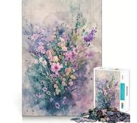 Puzzle da 1000 pezzi con bouquet floreale ad acquerello,gioco di concentrazione mentale senza spazi vuoti,design a incastro preciso,sfida interattiva per il cervello per la casa (50x75cm)