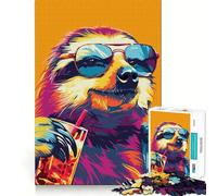Puzzle da 1000 pezzi con bradipo che beve alcol, ideale per adulti Gioco di esercizi mentali, per un piacevole svago Design da assemblare, regalo stagionale 50x75cm
