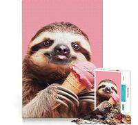 Puzzle da 1000 pezzi con bradipo che mangia il gelato, ideale per adolescenti, gioco stimolante e divertente, ideale per il relax, con incastri precisi, perfetto come regalo di Natale 50x75cm