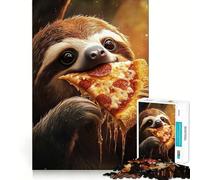 Puzzle da 1000 pezzi con bradipo che mangia pizza al salame piccante, gioco di logica mentale per adulti, antistress, taglio preciso, regalo perfetto 38x26cm