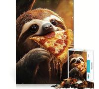 Puzzle da 1000 pezzi con bradipo che mangia pizza al salame piccante, ideale per adolescenti Gioco di logica semplice e divertente, perfetto come regalo di compleanno 50x75cm