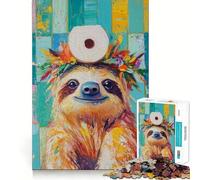 Puzzle da 1000 pezzi con bradipo e corona di carta igienica, ideale per adolescenti, gioco di logica, antistress, taglio preciso, regalo artistico 50x75cm
