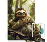 Puzzle da 1000 pezzi con bradipo e tartaruga, ideale per adolescenti, per un recupero della memoria, un'opera d'arte rilassante e da collezione 50x75cm