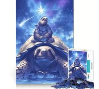 Puzzle da 1000 pezzi con bradipo e tartaruga sotto le stelle, ideale per ragazzi, gioco di logica e svago, con bordi sottili, regalo speciale 38x26cm