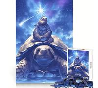 Puzzle da 1000 pezzi con bradipo e tartaruga sotto le stelle, ideale per ragazzi, gioco di logica e svago, con bordi sottili, regalo speciale 38x26cm