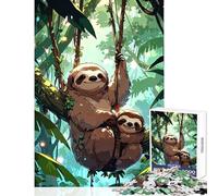 Puzzle da 1000 pezzi con bradipo mamma e cucciolo nella giungla gioco rilassante per tutta la famiglia decorazione da parete con pezzi ad incastro di forma casuale (26x38cm)