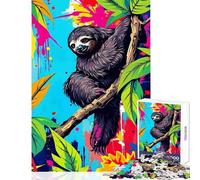 Puzzle da 1000 pezzi con bradipo nella giungla arte rilassante per tutta la famiglia giocattolo decorativo da parete con pezzi ad incastro di forma casuale (26x38cm)