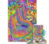 Puzzle da 1000 pezzi con bradipo psichedelico ideale per adolescenti L'assemblaggio del modello allena la mente e la manualità Regalo perfetto per amici e familiari 38x26cm