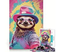 Puzzle da 1000 pezzi con bradipo stravagante dai colori pastello,ideale per ragazzi,stimolante per la mente,con incastri precisi e senza spazi vuoti,perfetto per attività di gruppo in casa (50x75cm)