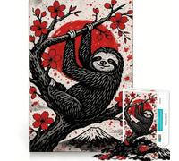 Puzzle da 1000 pezzi con bradipo tra i ciliegi in fiore, ideale per adolescenti, per migliorare la memoria, rilassare la mente e ottenere immagini nitide 38x52cm