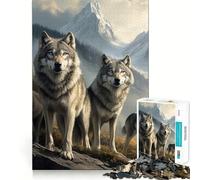 Puzzle da 1000 pezzi con branco di lupi in un paesaggio montano,ideale per ragazzi Gioco di abilità mentale,taglio laser per un incastro perfetto,rilassante attività di gruppo al chiuso (38x26cm)