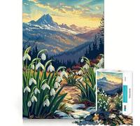Puzzle da 1000 pezzi con bucaneve e panorama montano per ragazzi, gioco di logica, ideale per i momenti di relax, con taglio preciso e pezzo da collezione (50x75cm)