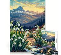 Puzzle da 1000 pezzi con bucaneve e vista sulle montagne ideale per adolescenti gioco di logica e concentrazione ideale per creare un'atmosfera rilassante e sicura perfetto come regalo di Babbo Natale