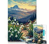 Puzzle da 1000 pezzi con bucaneve e vista sulle montagne ideale per adolescenti gioco di logica e concentrazione ideale per creare un'atmosfera rilassante e sicura perfetto come regalo di Babbo Natale