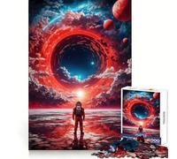 Puzzle da 1000 pezzi con buco nero e astronauta spaziale per adulti, un'attività che stimola il benessere mentale e offre un regalo di compleanno perfetto (38x26cm)