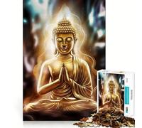 Puzzle da 1000 pezzi con Buddha dorato,meditazione,bordi sottili,gioco di abilità per il cervello,rilassante,regalo di Natale (50x75cm)