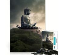 Puzzle da 1000 pezzi con Buddha in cima alla montagna,decorazione zen,gioco per la mente,regalo,momento di relax,attività per compleanno (38x52cm)